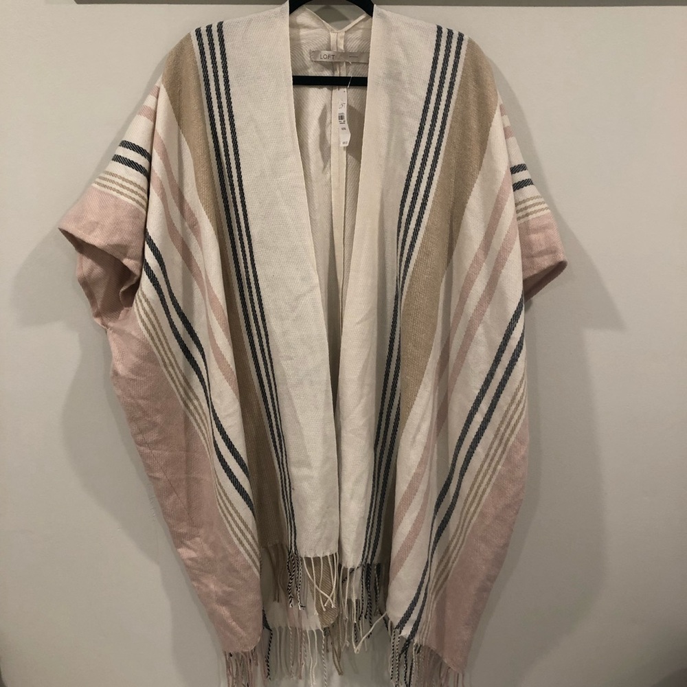 LOFT striped poncho, NWT